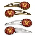 Carolines Treasures Letter V Chevron Garnet and Gold Barrettes Hair Clips, Set of 4, 4PK CJ1048-VHCS4